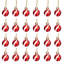 Christmas Baubles Set, 24 Pack Shatterproof Red and White Candy Stripe Tree Decorations-522002049