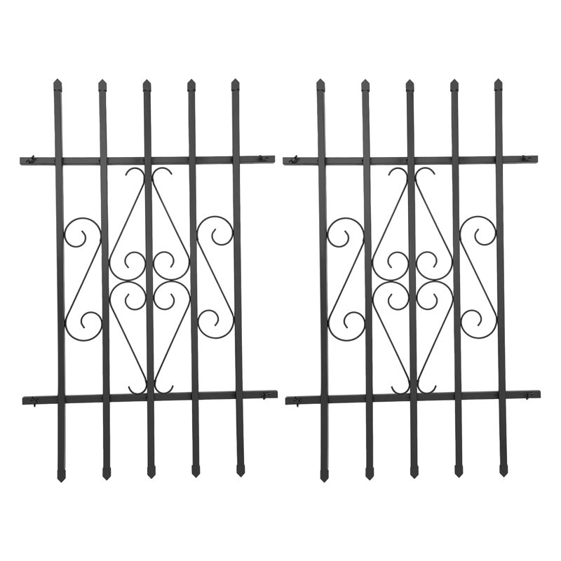 2 Pcs 24*36In Rectangular Black Sturdy Iron Window Guard Window Security Bars