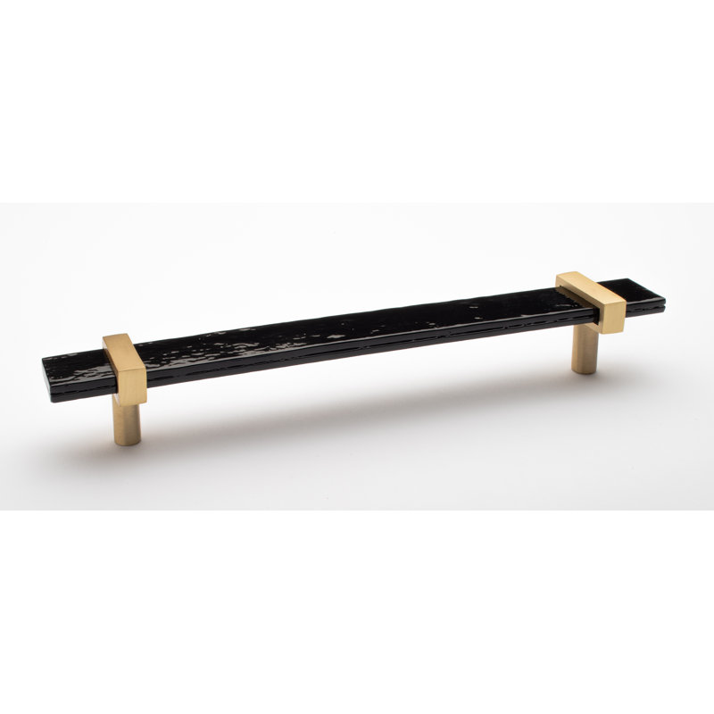 Adjustable 9" Length Bar Pull, Satin Brass/Black, 9"