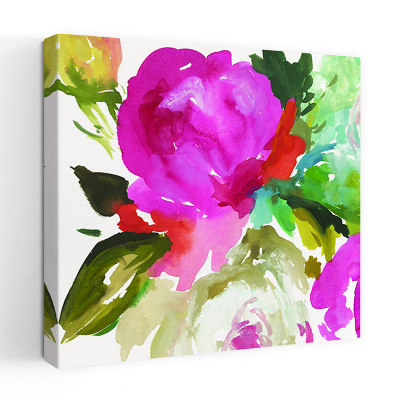 Belle II, art floral abstrait et organique, H 24 po x l 24 po