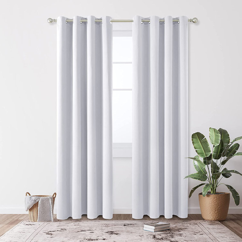 Makua Room Darkening Curtain Pair, 52" W x 108" L, White