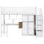 White Twin Wood Loft Bed With Built - In Desk, Led, 2 Tier Storage Shelves, 6 Cabinets And Staircase For Small Bedroom Size Shelving, Bedside Calmness