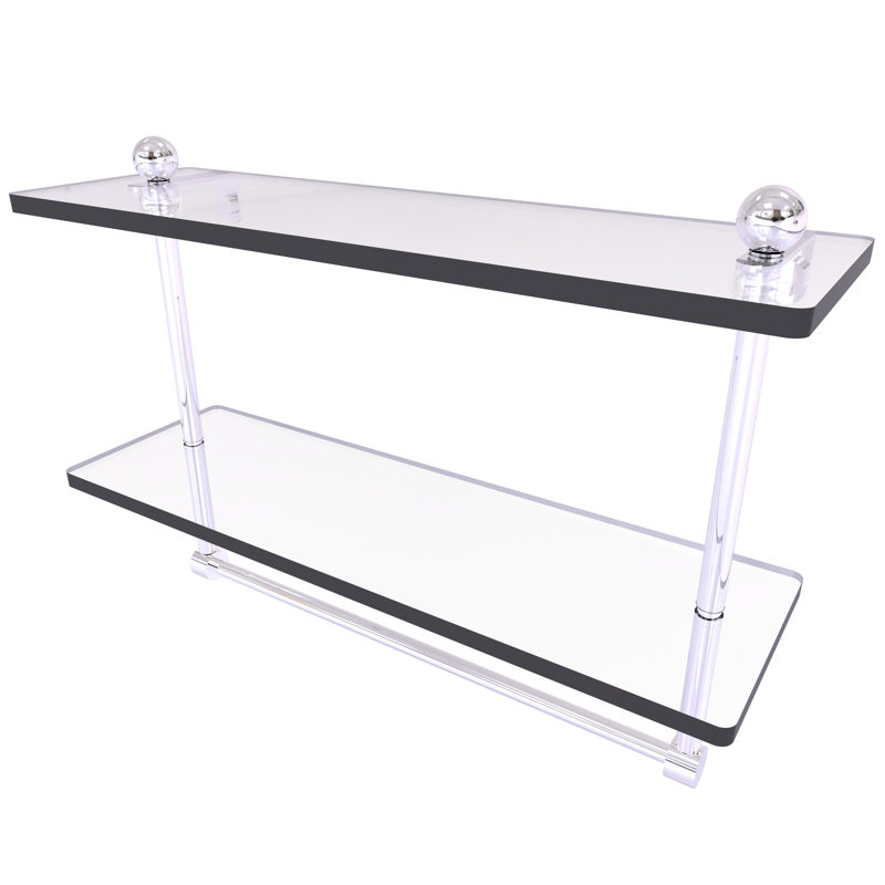 Gober 2 Piece Tiered Shelf with Towel Bar, 16", Polished Brass