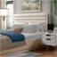 Structure de lit grand en bois avec tête de lit tapissier en tissu Boucle