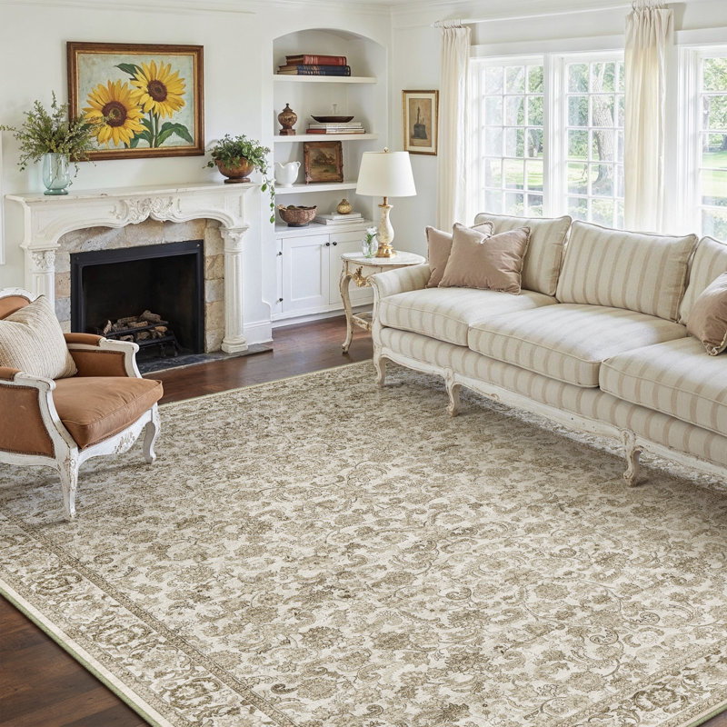Tapis oriental lavable à la machine avec envers antidérapant Kitty, Rectangle 9 pi x 12 pi, Brun