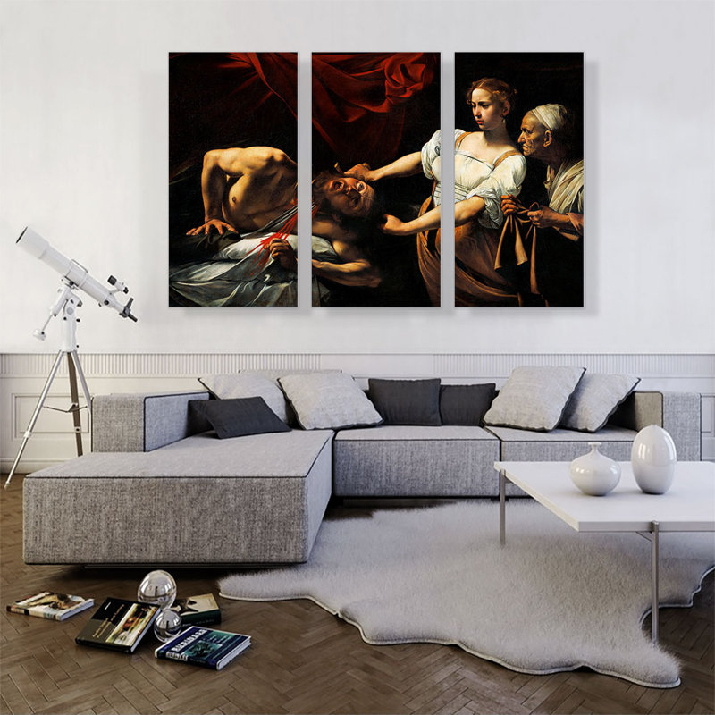 Judith décapitant Holofernes 1599 - impression de 3 pièces, H 40 po x l 60 po x P 0,75 po