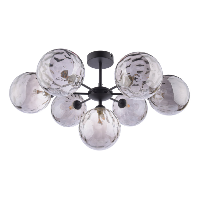 COHEN 7LT SEMI FLUSH GLS, 32" H x 59" W x 59" D, Matt Black/Gray