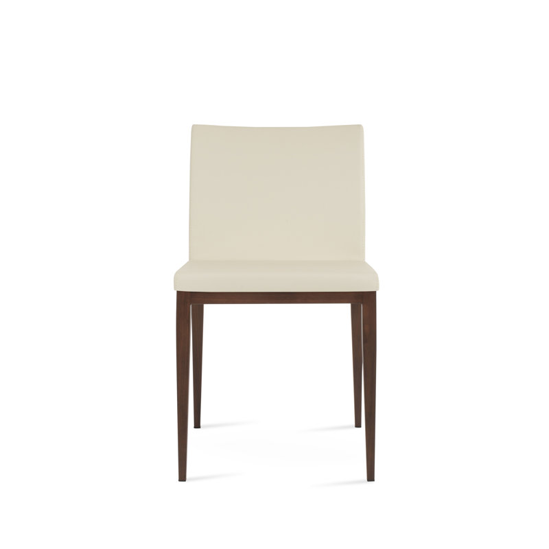Chaise d'appoint Aria, Similicuir crème en microfibres de polyester et d, Noyer