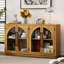 Buffet 4 portes avec rangement et portes vitrées, armoire arquée avec tablettes réglables pour la cuisine, la salle à manger et le salon
