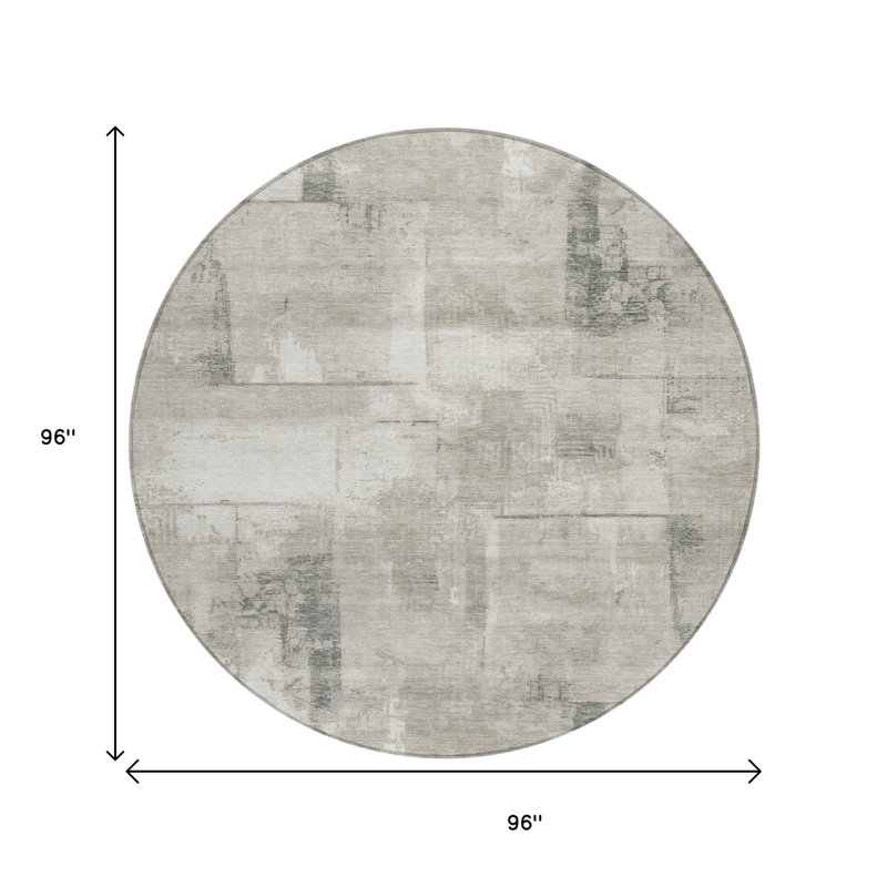 Tapis rond 8 po beige et gris
