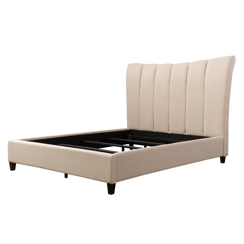 Lit tapissier standard capitonné Brodeur, Double, Crème
