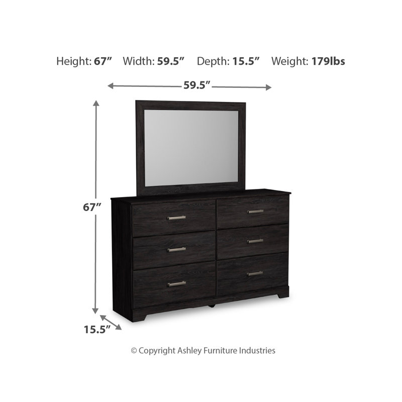 Commode et miroir Belachime, Noir