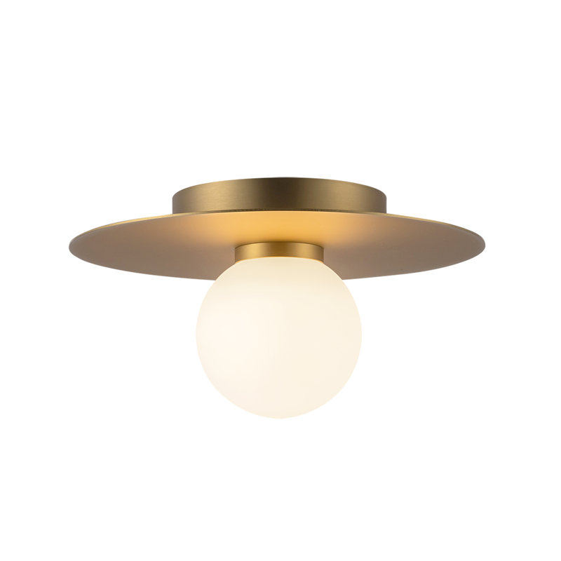 Elixir 10-In Flush Mount, Gold, White/Gold, 5.38" H x 9.88" W x 9.88" W