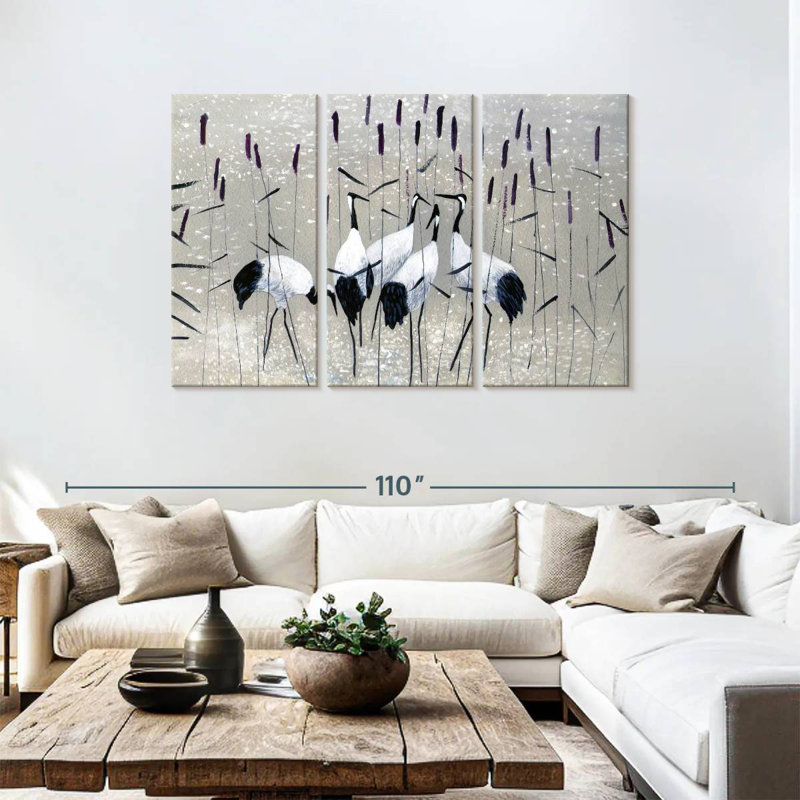 Brampt Crane Birds In The Reeds, 48" H x 74" W