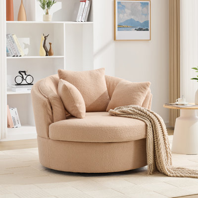 43.3" W Oversized Upholstered Swivel Barrel Chair