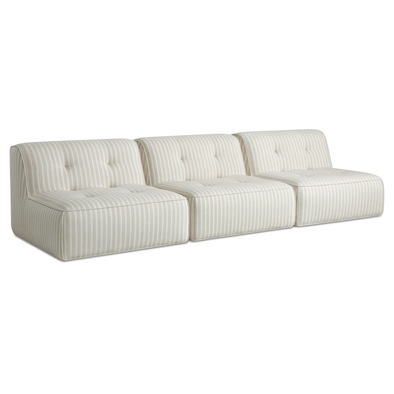 Canapé d'extérieur 3 pièces Perrie, 3 chaises sans accoudoirs, Brown Stripe Acrylic