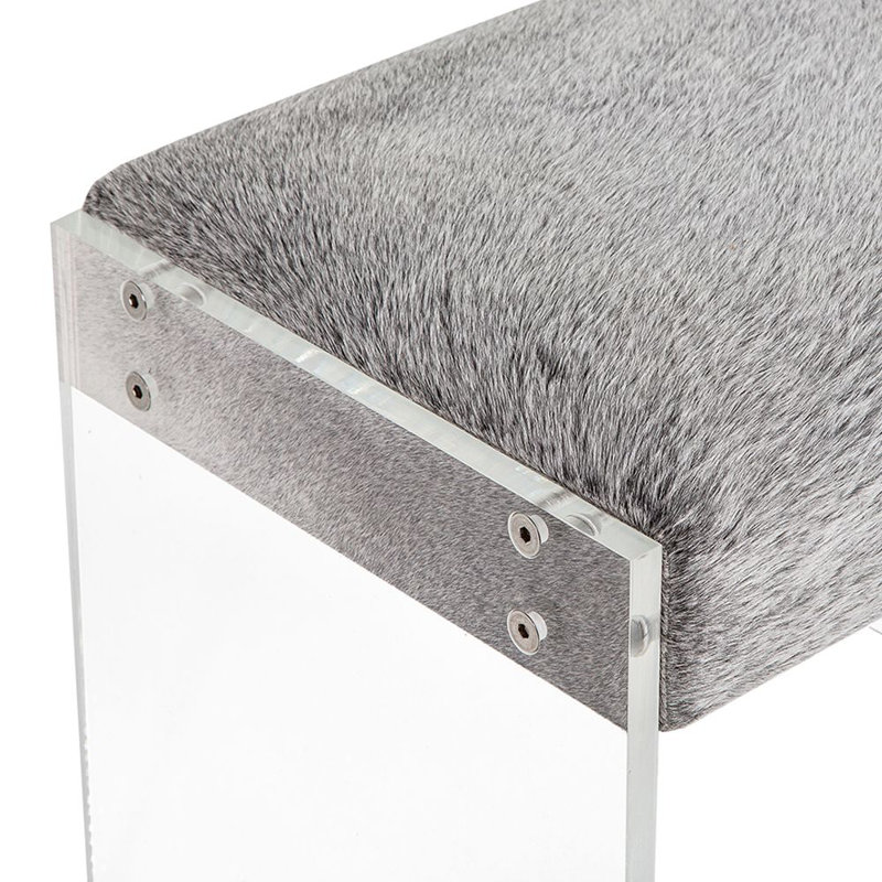 Aiden Chic Light Natural Cow Hide & Acrylic Bench