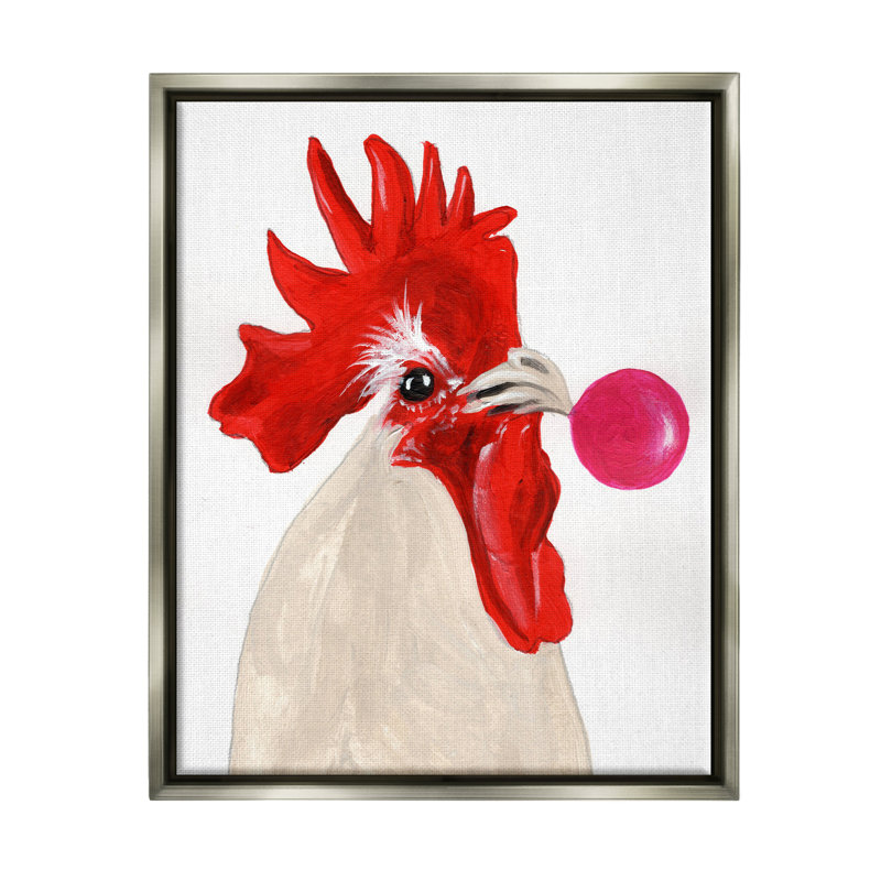 «Stupell Industries Rooster Blowing Bubblegum», art mural sur toile par Coco de Paris, H 14 po x l 11 po x P 1,5 po