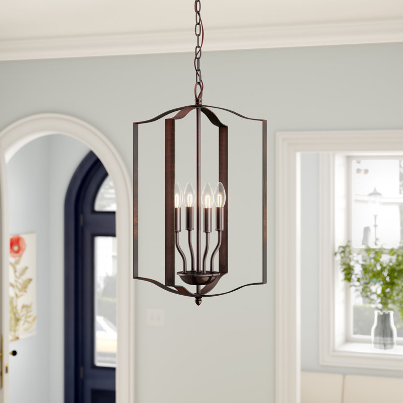Albano 4 - Light Dimmable Geometric Chandelier, Satin Nickel