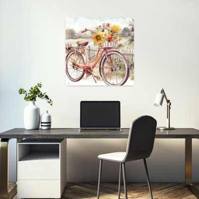 Contemporary Fall Floral Bicycle Ii With Fall Bicycle Art