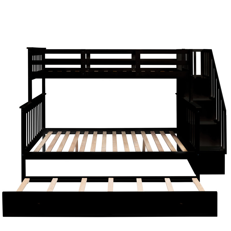 Twinfull Bunk Bed With Twin Size Trundle And Space Storage Bed, , Strategic Bedroom Options, Espresso