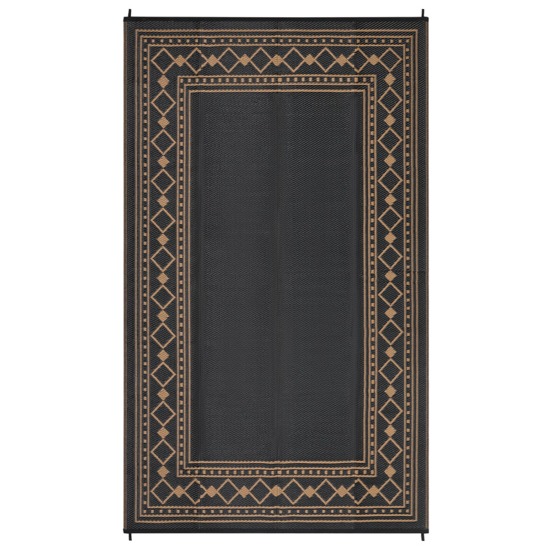 Geometry Large Plastic Rug for Camping, Porch, RV, Reversible, Waterproof, Gray, Rectangle 8' x 10'
