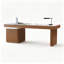 Bureau de direction en cuir brun avec armoire latérale gauche et base en métal avec bureau à 3 tiroirs-1726518600-1726518646