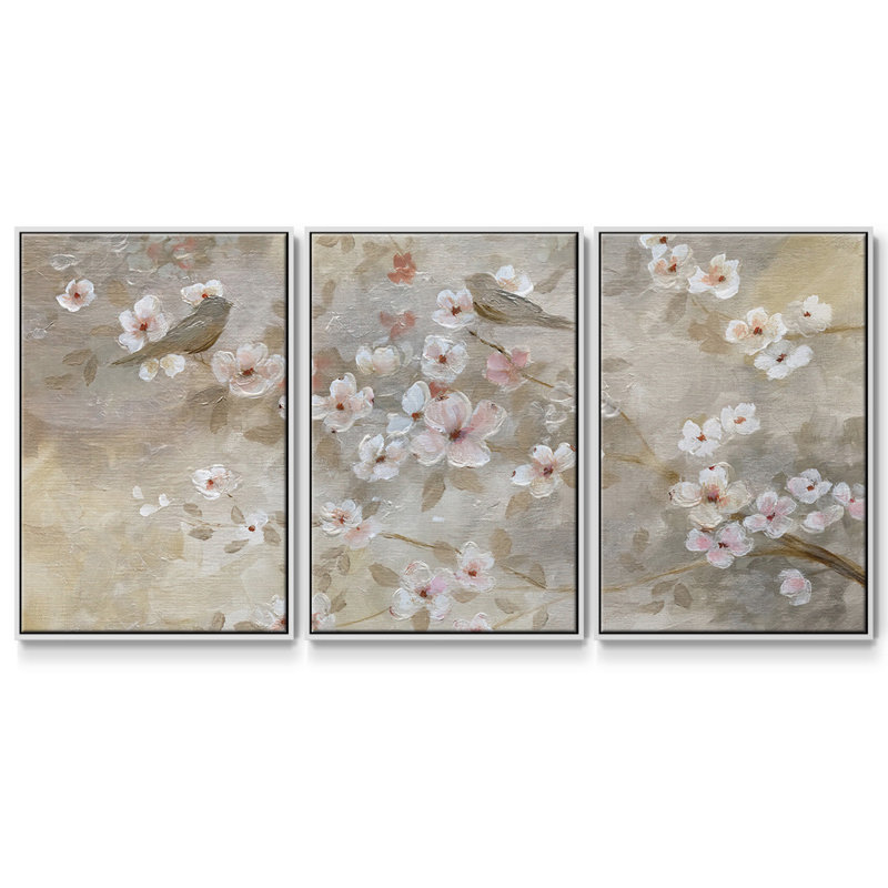 «Early Spring», reproduction sur toile 3 pièces, H 24 po x l 48 po x P 2 po, Blanc