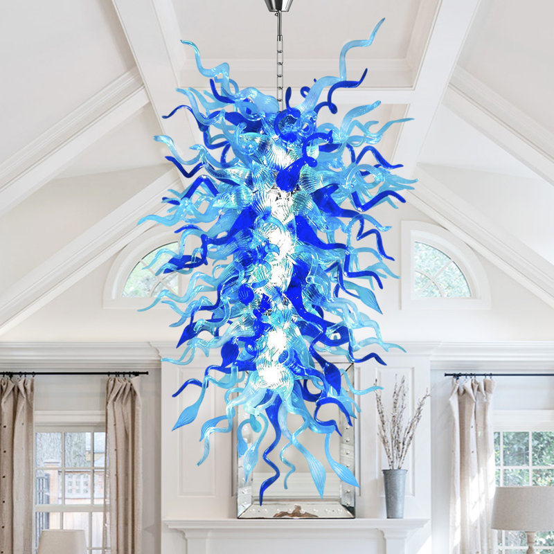 Lustre en verre soufflé à la main multicolore avec ampoules, 9