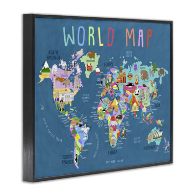 World Map with Landmarks Giclee Art by Carla Daly
