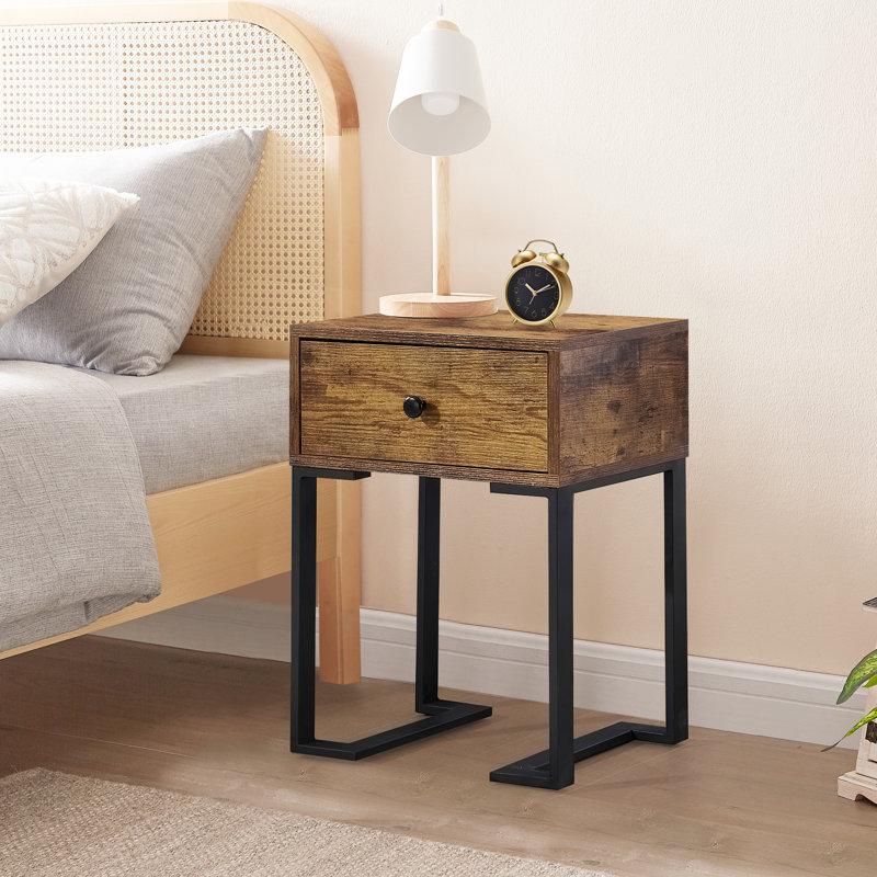 Kempst 15.7'' W Metal Nightstand, Antique Brown