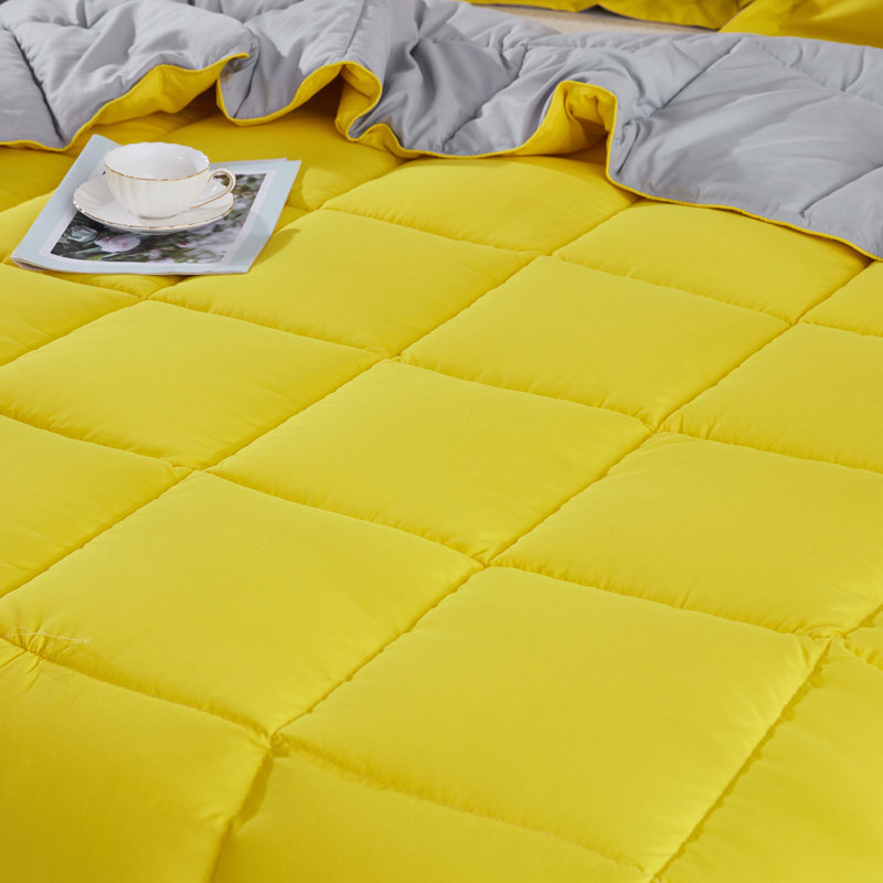 3pc Comforter Set - All Season Reversible Down Alternative Comforter with Two Shams - Breathable, Soft, Fluffy, Yellow