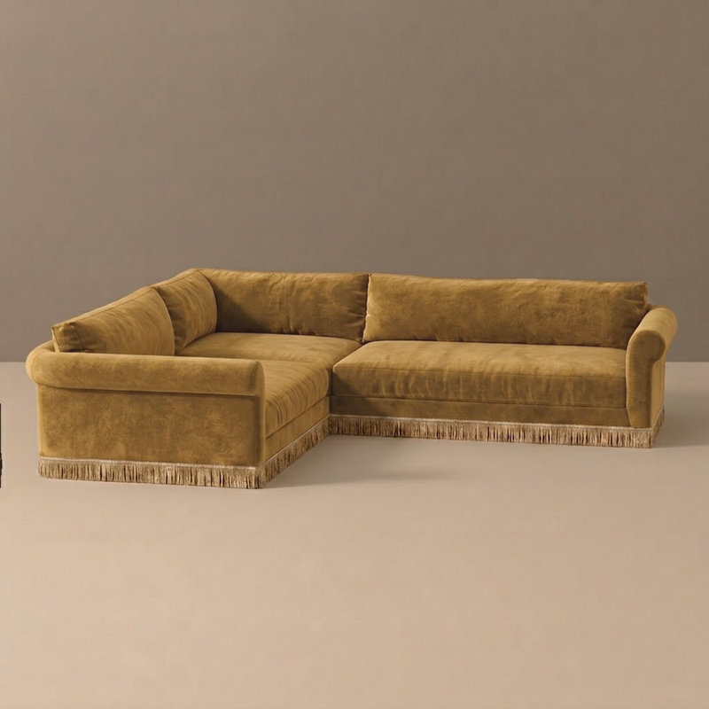 Carley Summers X River & Bord: The Max Sectional W/Fringe, Avon Camel Fabric