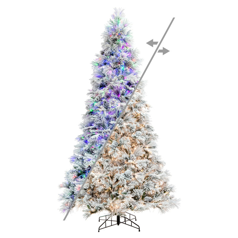 Vickerman Flocked Atka Pine Artificial Christmas T 10' H Lighted Artificial Pine Christmas Tree