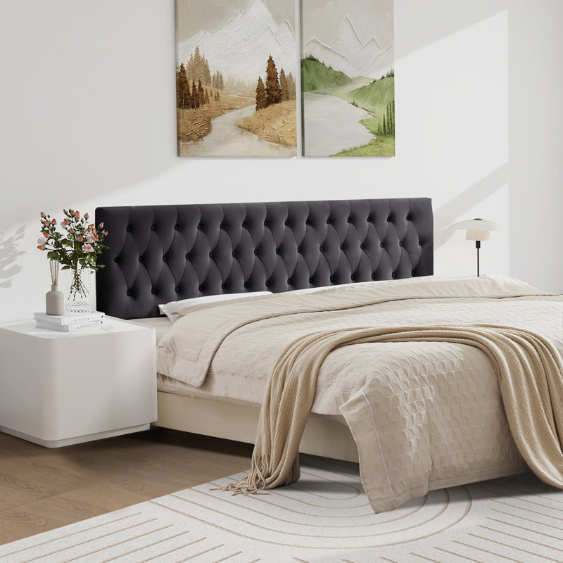 Tête de lit tapissier Aveigha, Grand, Lin gris foncé
