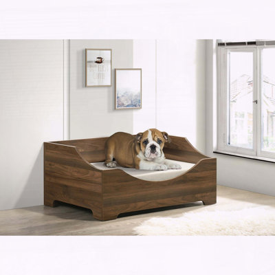 Lit pour animal de compagnie moderne avec coussin - l 36 po, finition aulne brun