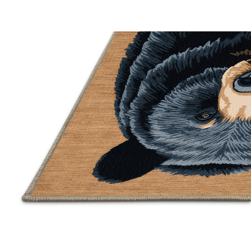 Washable American Black Bear Wildlife Area Rug, Rectangle 4' x 6'
