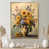 Toile avec cadre flottant or
