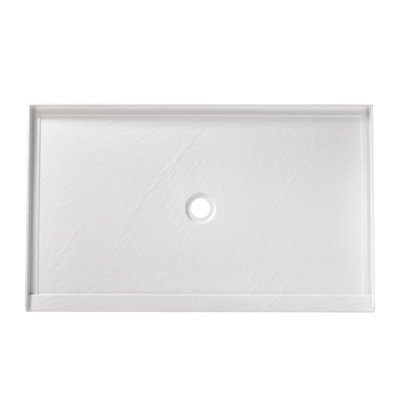60" x 36" White Rectangular Shower Base Pan with Single Threshold & Center Drain Location,Anti-Slip Acrylic Alcove Shower Tray, Scratch-Resistant Finish, Easy to Clean