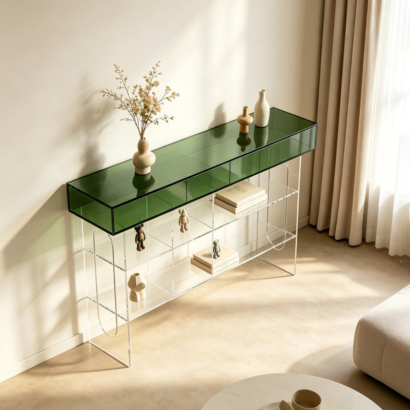 Console multi-couches en acrylique transparent, 27.56" H x 47.24" W x 11.81" D