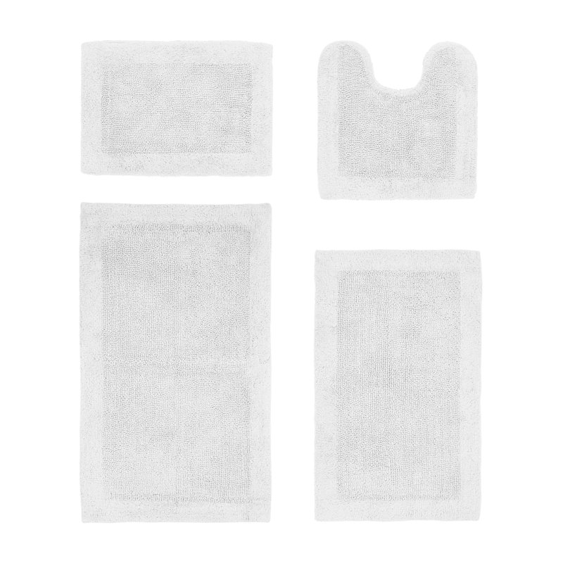 Ensemble de tapis pour salle de bain réversible 4 pièces Edge, 4 pièces (17 po x 24 po | 20 po x 20 po | 21 po x, Blanc