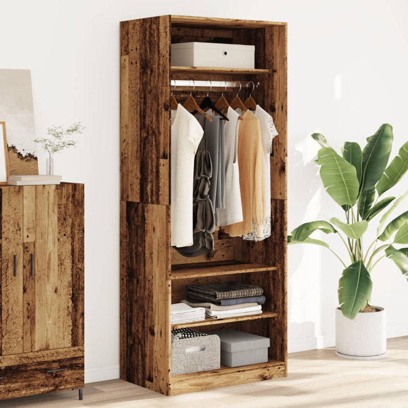 Sahrish Manufactured Wood Wardrobe, 80 x 50 x 200 cm, Old Wood