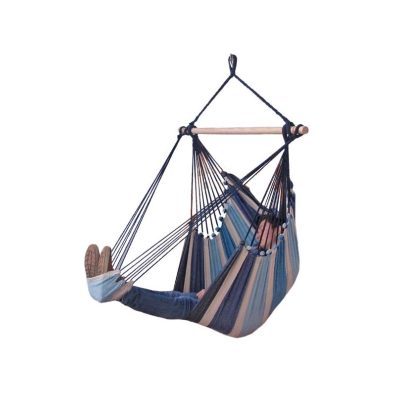 Gariepy Hanging Chair, Blue/Ecru