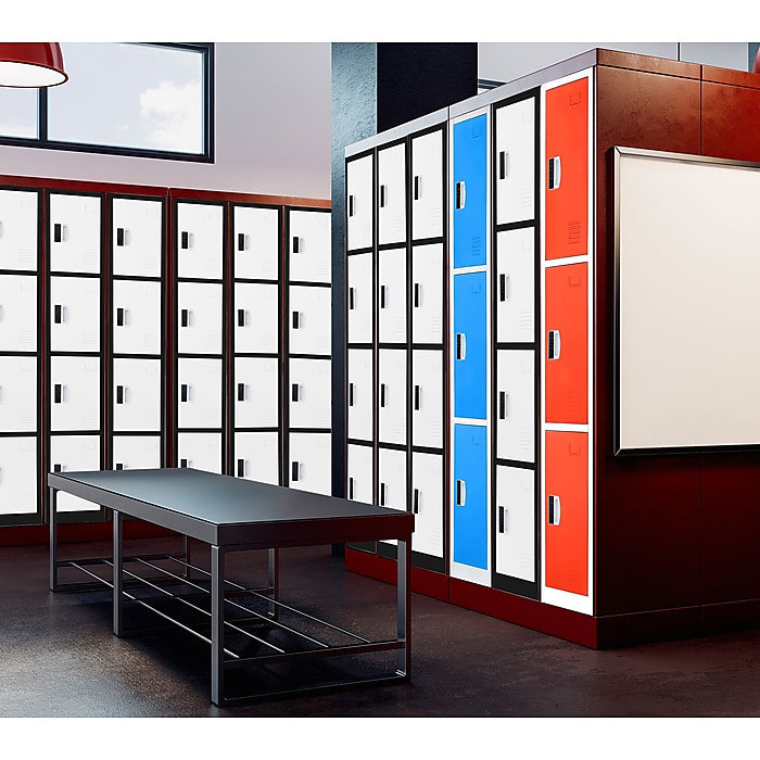 72" Black and White Steel 4-Tier Storage Locker with Digital Lock