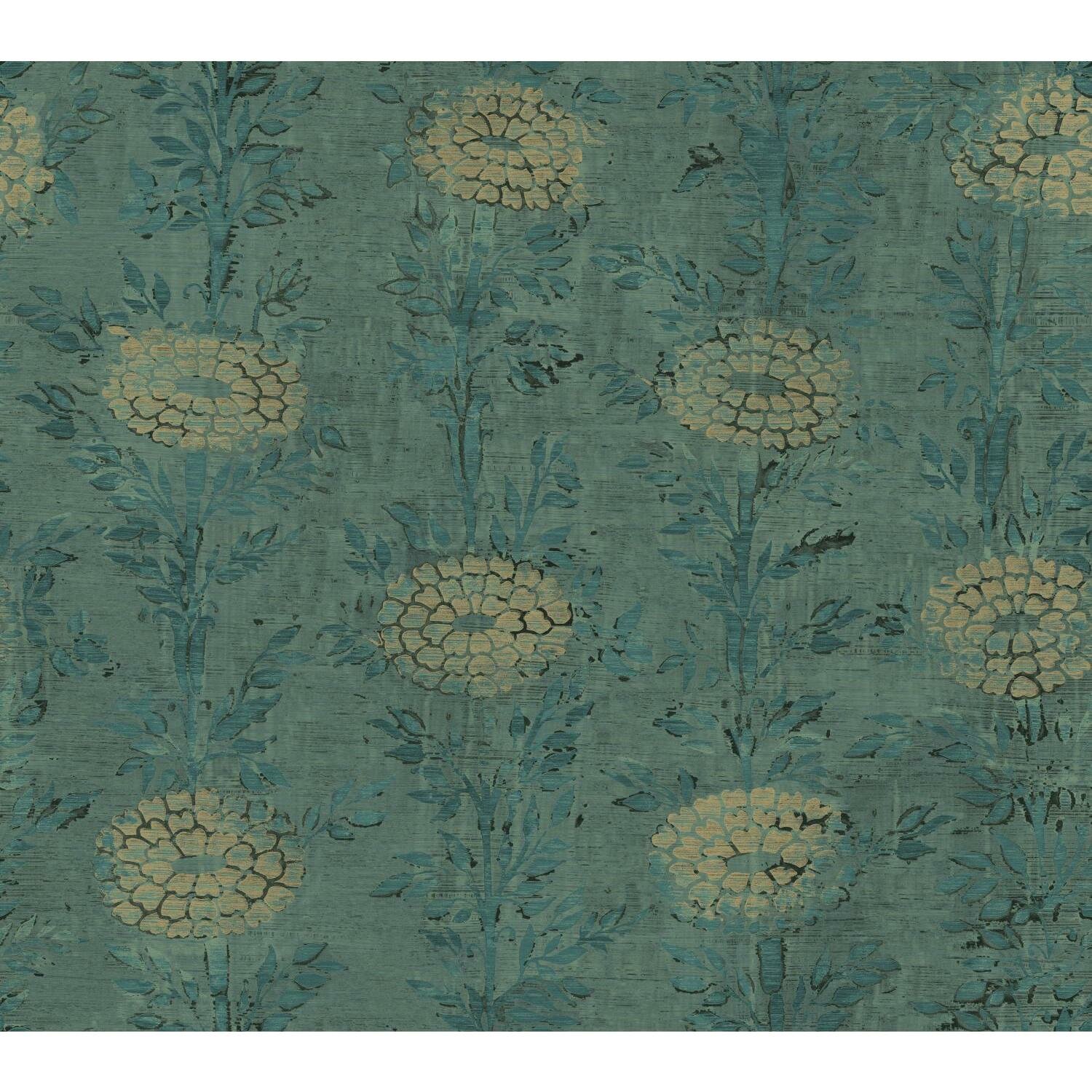 AF6516 French Marigold Tea Garden Wallpaper