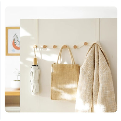 Iron & Wood Over-The-Door Hook Rack