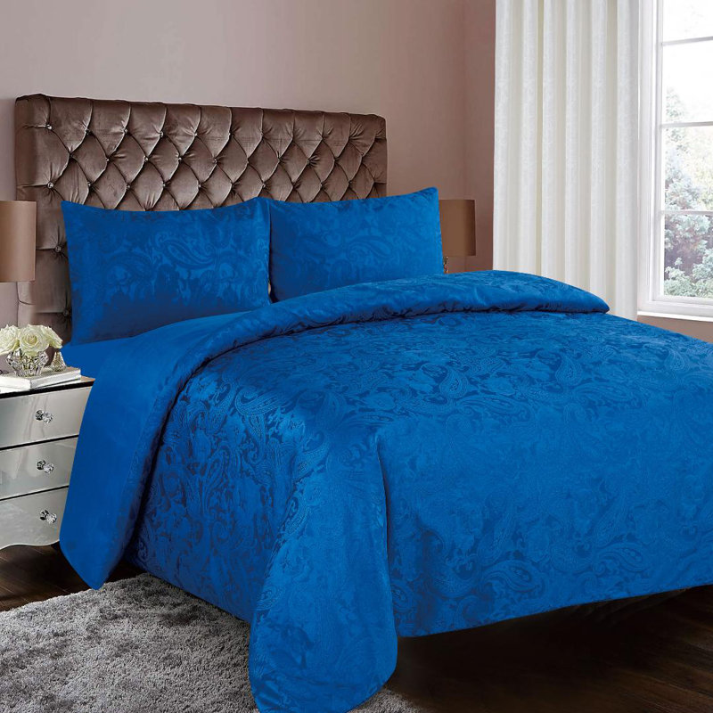 Diep Polyester Paisley Duvet Cover Set with Pillowcases, Blue, Double - 2 Standard Pillowcases