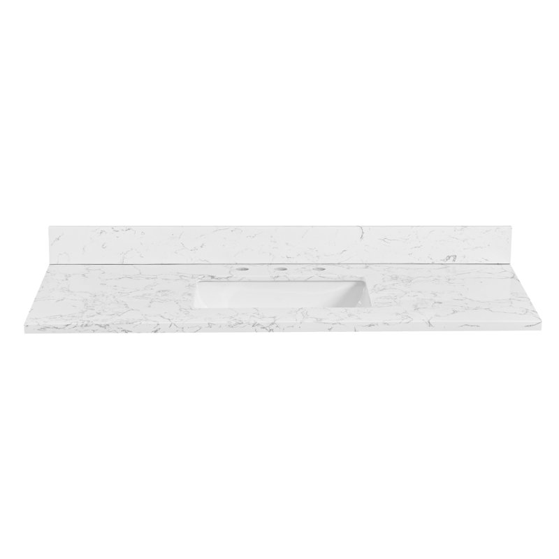 Comptoir-lavabo en pierre reconstituée de 122 cm (48 po) avec lavabo et dosseret en céramique, 48
