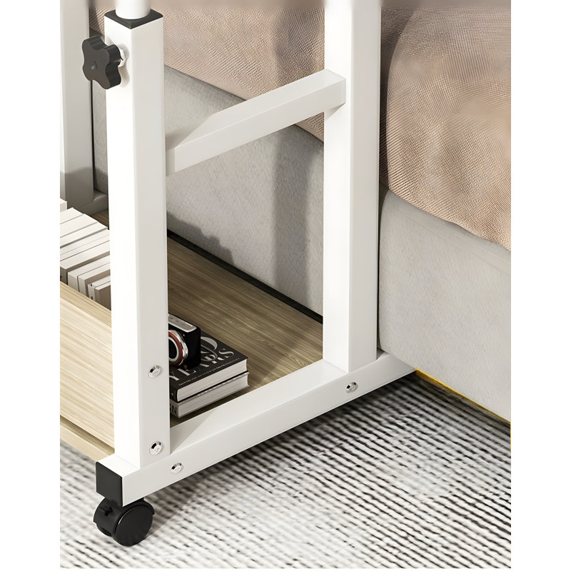Adjustable Bedside Table With Wheels - Portable Laptop Desk For Bedroom, Dorm, Study, And Home Office - Compact And Sturdy Design