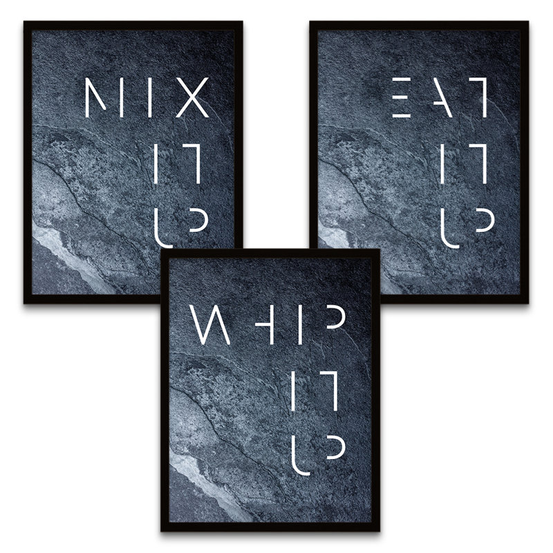 Slate Kitchen Mix Whip Eat It Up - 3 Piece Print Set